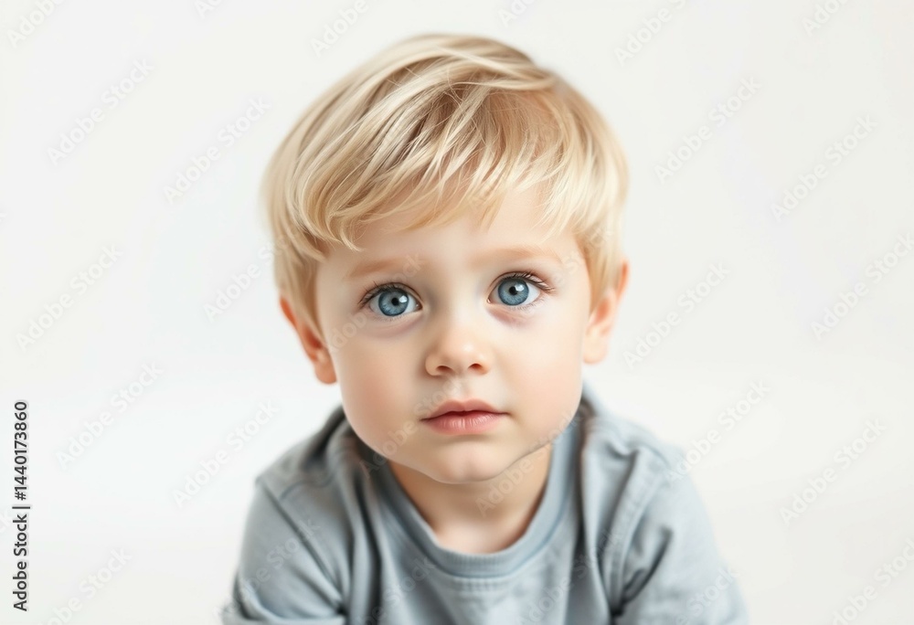 Portrait of a 3-year-old boy with blonde hair and bright blue eyes Portrait of a 3-year-old boy with blonde hair and bright blue eyes