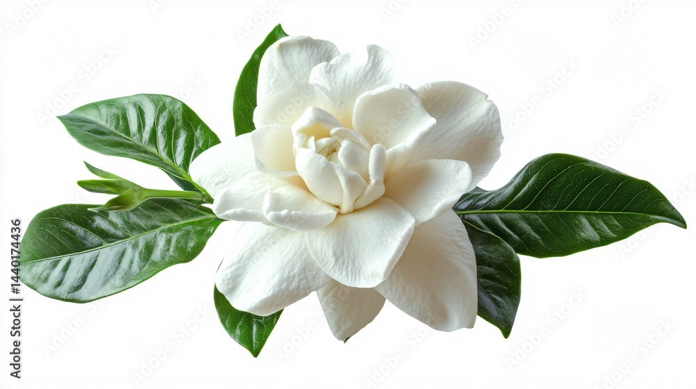 Fototapeta premium Pure White Gardenia Flower Isolated on White Background for Elegant Floral Design