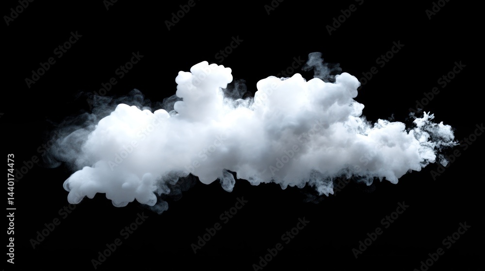 A single white cloud isolated against a black background. A single white cloud isolated against a black background.
