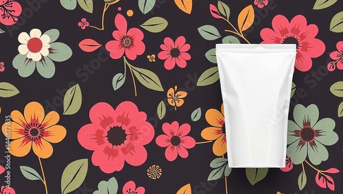 Geometric Floral Pattern, Modern Design, Blank Space for Product Display