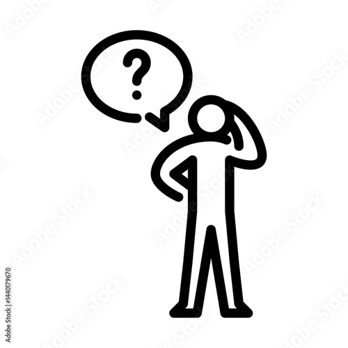 confuse outline icon. stickman line art illustration.