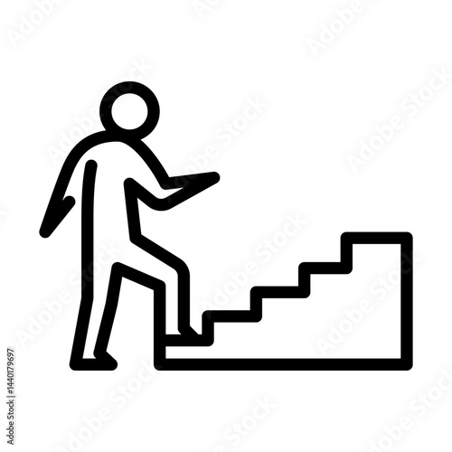 step up outline icon. stickman line art illustration.