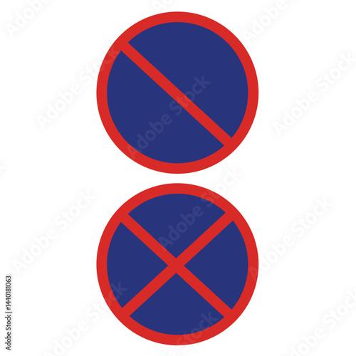 No parking and no stopping traffic signs isolated on a white background