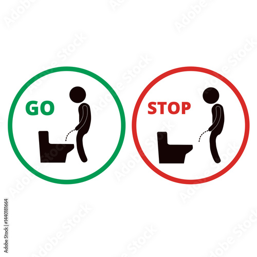 Urinating rules signs isolated on a white background