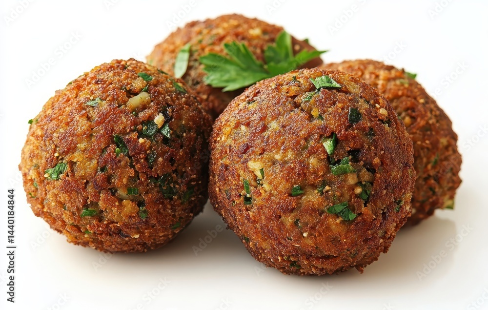 Crispy Falafel Balls Garnished with Fresh Parsley on a White Plate Ready for Serving and Enjoying in a Delicious Meal or Snack Option Crispy Falafel Balls Garnished with Fresh Parsley on a White Plate Ready for Serving and Enjoying in a Delicious Meal or Snack Option