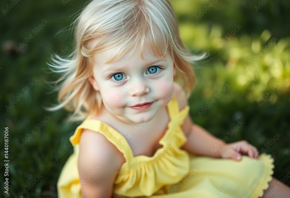 Portrait of a 3-year-old girl with blonde hair and bright blue eyes Portrait of a 3-year-old girl with blonde hair and bright blue eyes