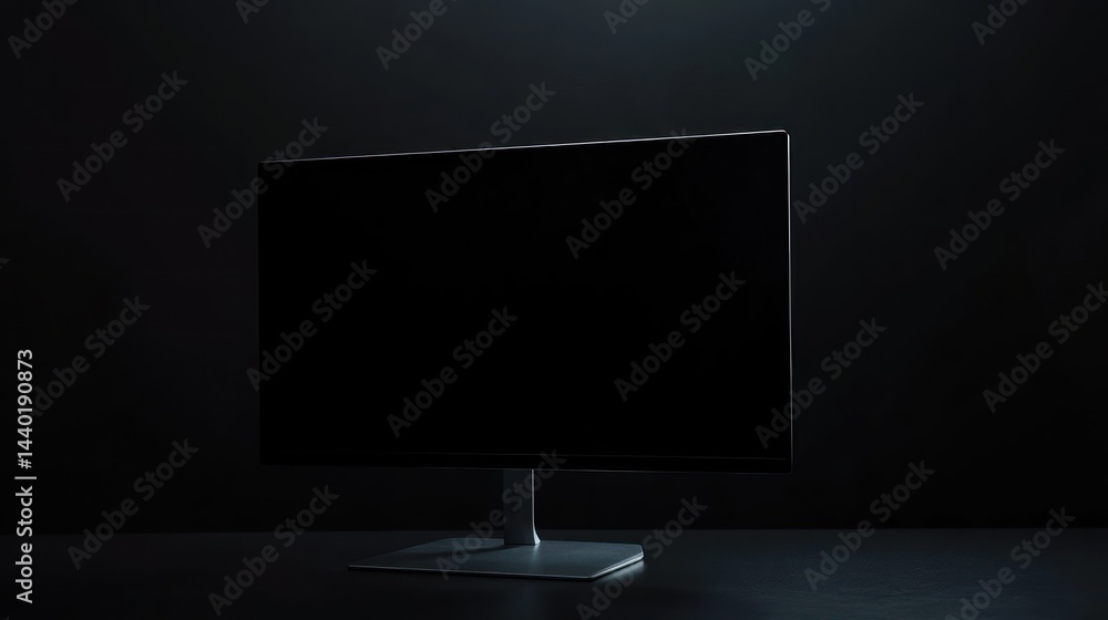 Sleek computer monitor on a dark background, blank and minimalist design. Sleek computer monitor on a dark background, blank and minimalist design.