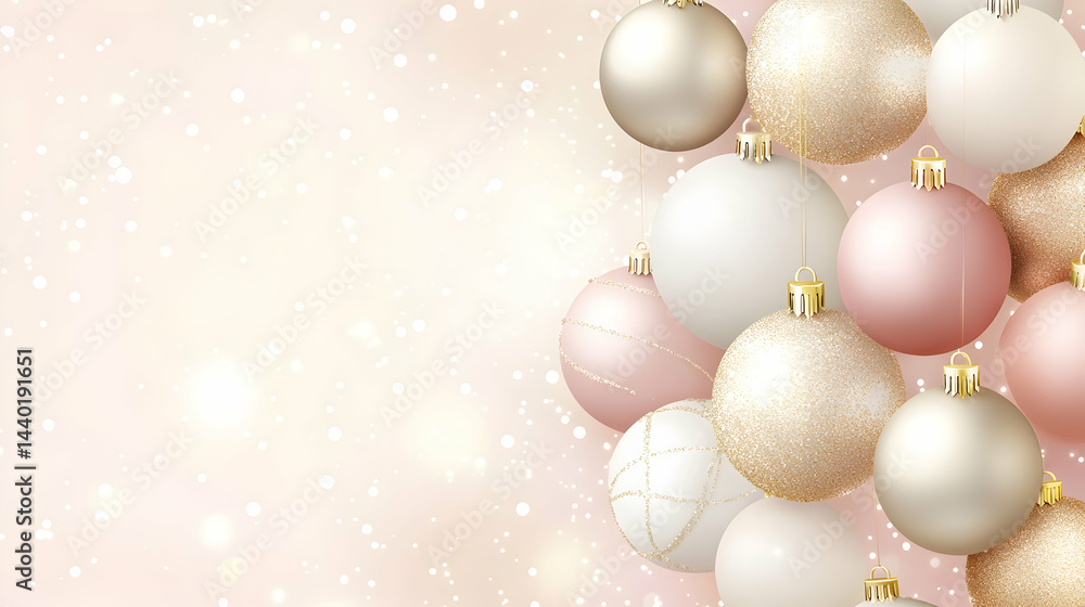 Elegant Holiday Ornaments with Soft Background and Glittering Lights Elegant Holiday Ornaments with Soft Background and Glittering Lights