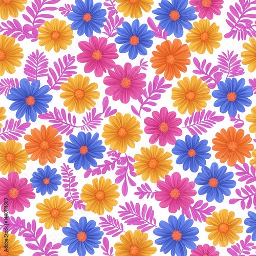 Wallpaper Mural Cinco de mayo festival concept. Colorful floral pattern with various flowers and leaves. Torontodigital.ca