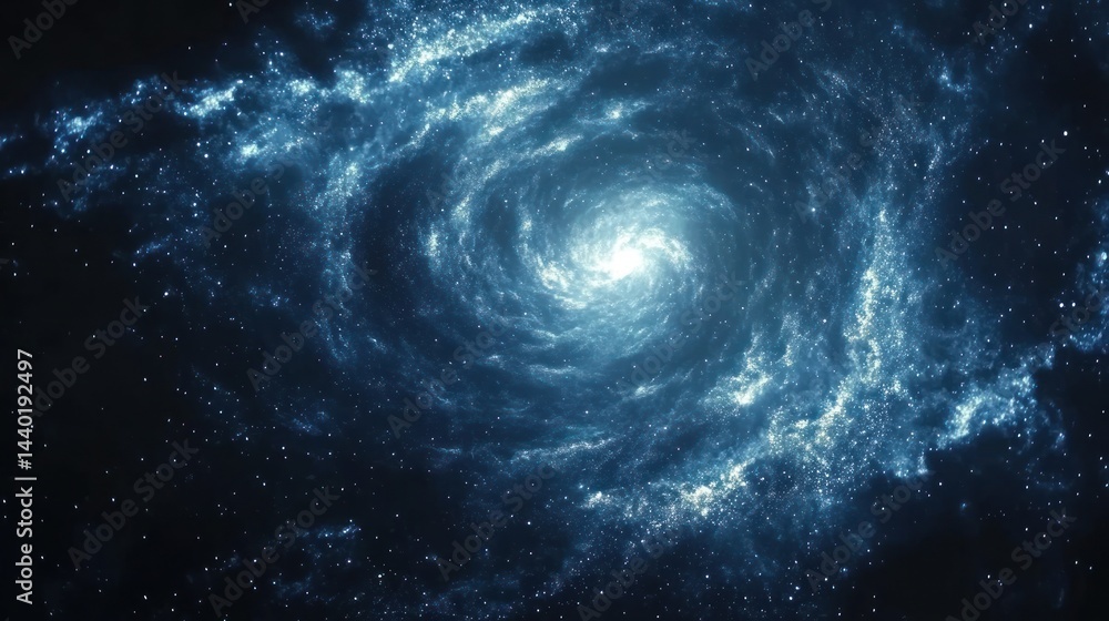 Fototapeta premium Cosmic Swirl: A mesmerizing view into the heart of a spiral galaxy, showcasing the swirling celestial dance of gas and stars.
