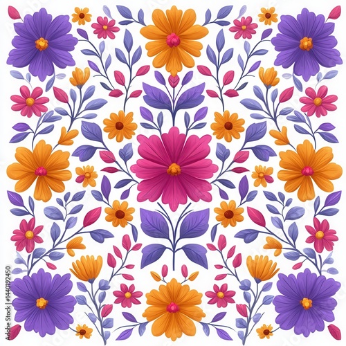 Wallpaper Mural Cinco de mayo festival concept. Colorful floral pattern with various flowers and leaves. Torontodigital.ca
