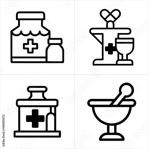 pharmacy icon set

