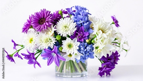 Wallpaper Mural Purple, White, and Cyan Flowers on Acrylic Display Stand Torontodigital.ca