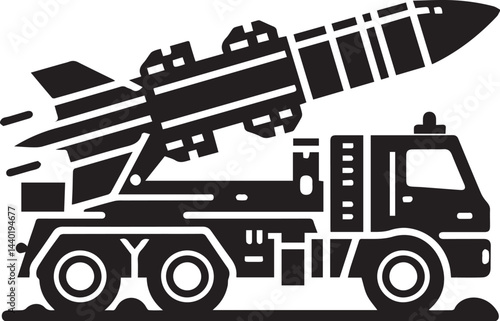 military truck launching missile weapon system vector