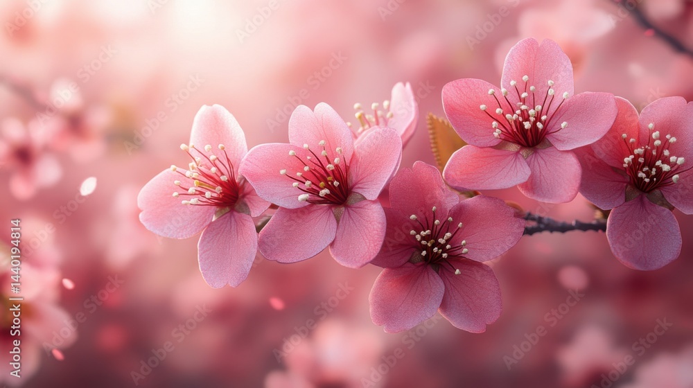 Delicate Pink Cherry Blossoms in Spring Close up Macro Floral Photography Delicate Pink Cherry Blossoms in Spring Close up Macro Floral Photography