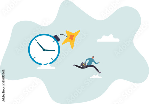 Time management, project deadline countdown or problem or trouble to deliver or launch product .character for design.