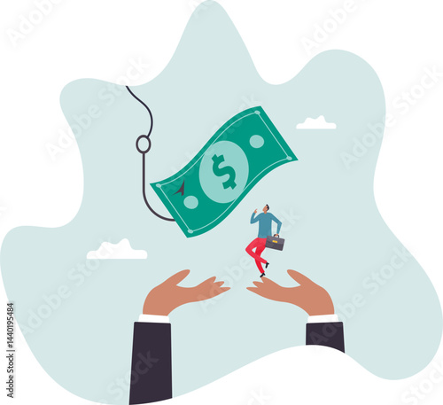 Fraud money, scam investment or ponzi scheme, financial crime, cheating or bait for illegal investing.character for design.