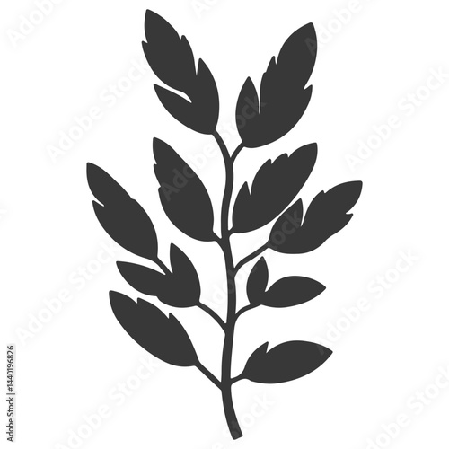 Elegant silhouette of leafy branch against soft backdrop provides calm minimalist theme