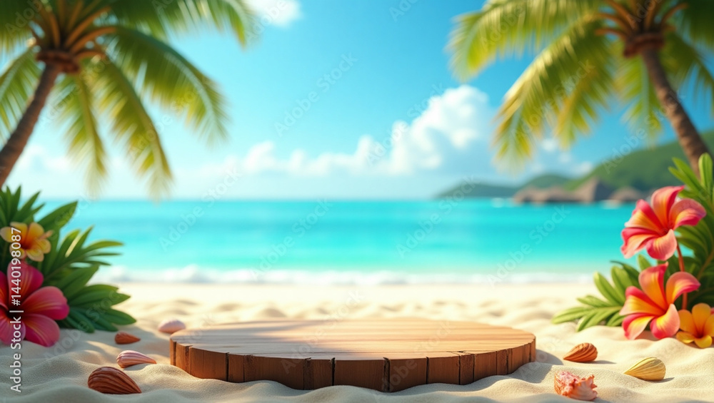 Fototapeta premium Dreamy Tropical Beach with Swaying Palms