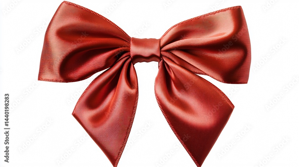Elegant Shiny Red Ribbon Bow Overlay Template Isolated on White Background Elegant Shiny Red Ribbon Bow Overlay Template Isolated on White Background