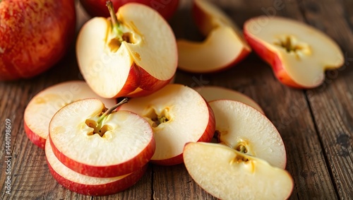 Rustic Wooden Table with Decaying Apple Slices, Product Photography