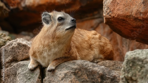 Rock Hyrax Relaxing on Rocky Outcrop