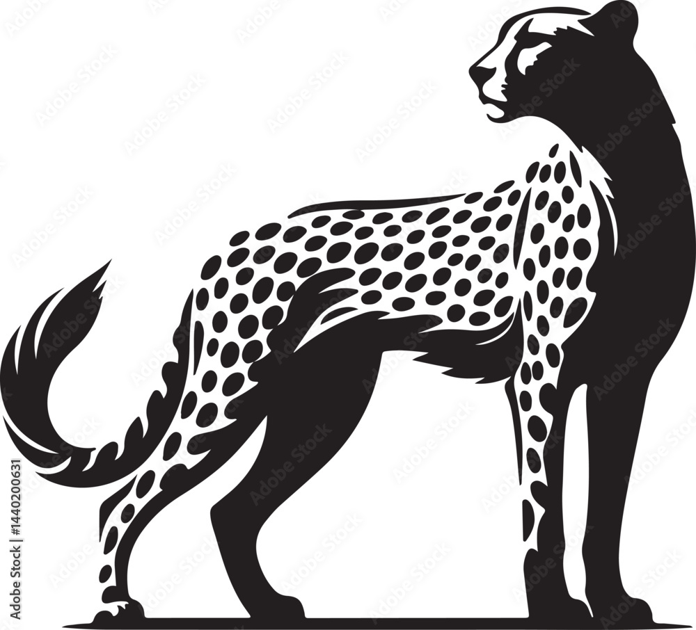 Fototapeta premium Cheetah black and white silhouette vector