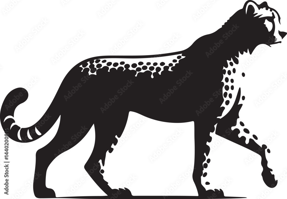 Fototapeta premium Cheetah black and white silhouette vector