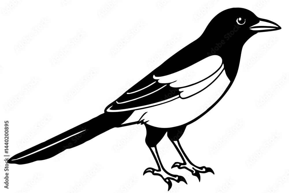 Obraz premium Magpie Contour Drawing