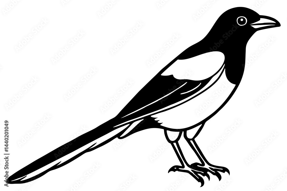 Obraz premium Magpie Contour Drawing