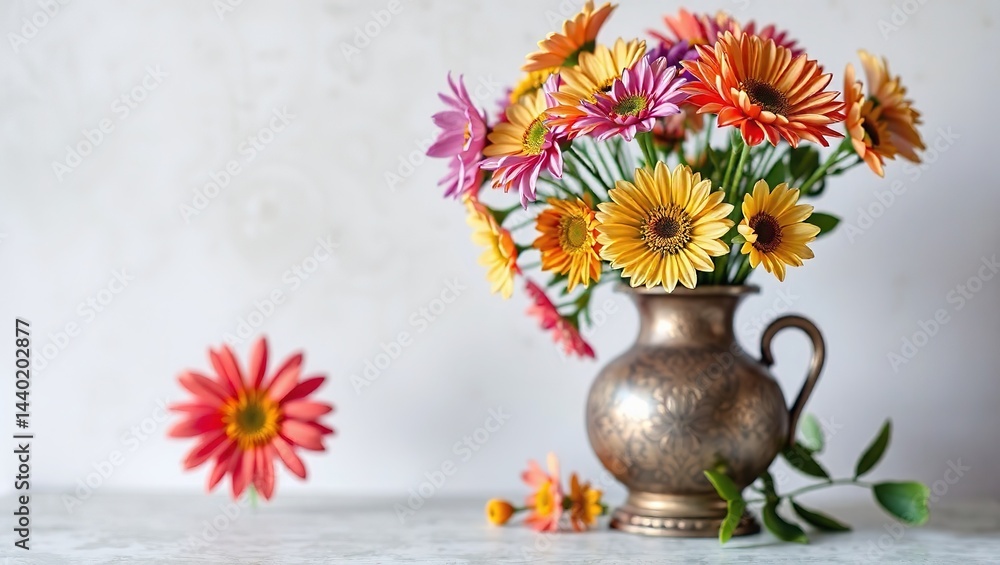 Vintage Floral Still Life - Colorful Blossoms in Antique Style