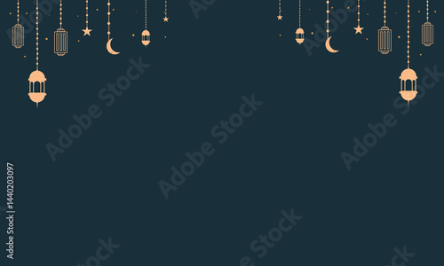 Glistening Luxury Ramadan Vector Background Design with Sparkling Elements and Dark Backdrop