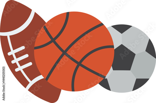 American Football Basketball and Soccer Balls A Trio of Popular Sports