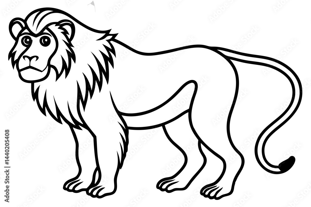 Obraz premium Mandrill Outline Vector