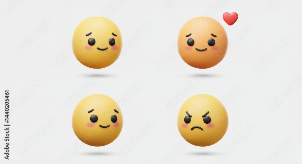 Abstract emotional egg faces, 3D render. Abstract emotional egg faces, 3D render.
