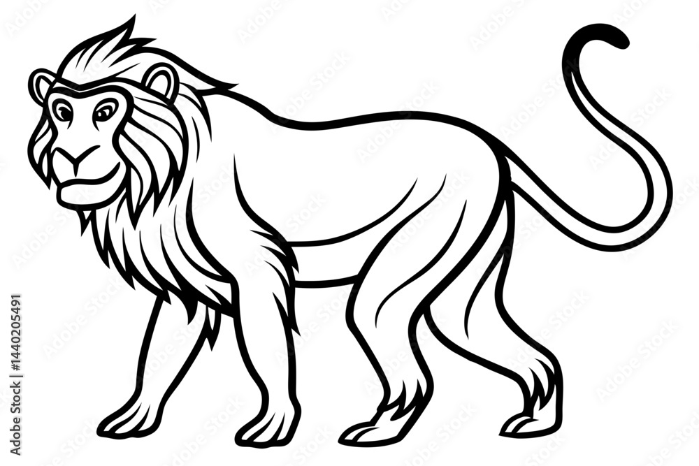 Obraz premium Mandrill Outline Vector
