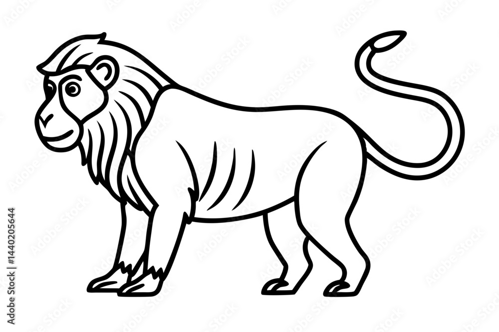 Obraz premium Mandrill Outline Vector