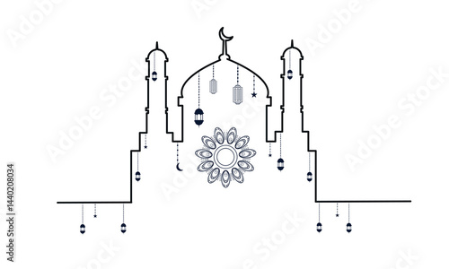 Premium Islamic Festival Ramadan Vector Background Template with Ornate Gold Decorations