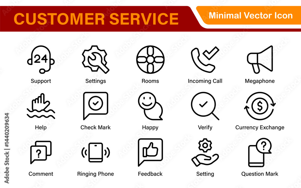 Support and customer service outline style modern icons set. Customer Feedback, Response, experience, helpline and technical support icon illustration Support and customer service outline style modern icons set. Customer Feedback, Response, experience, helpline and technical support icon illustration