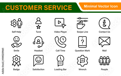Support and customer service outline style modern icons set. Customer Feedback, Response, experience, helpline and technical support icon illustration