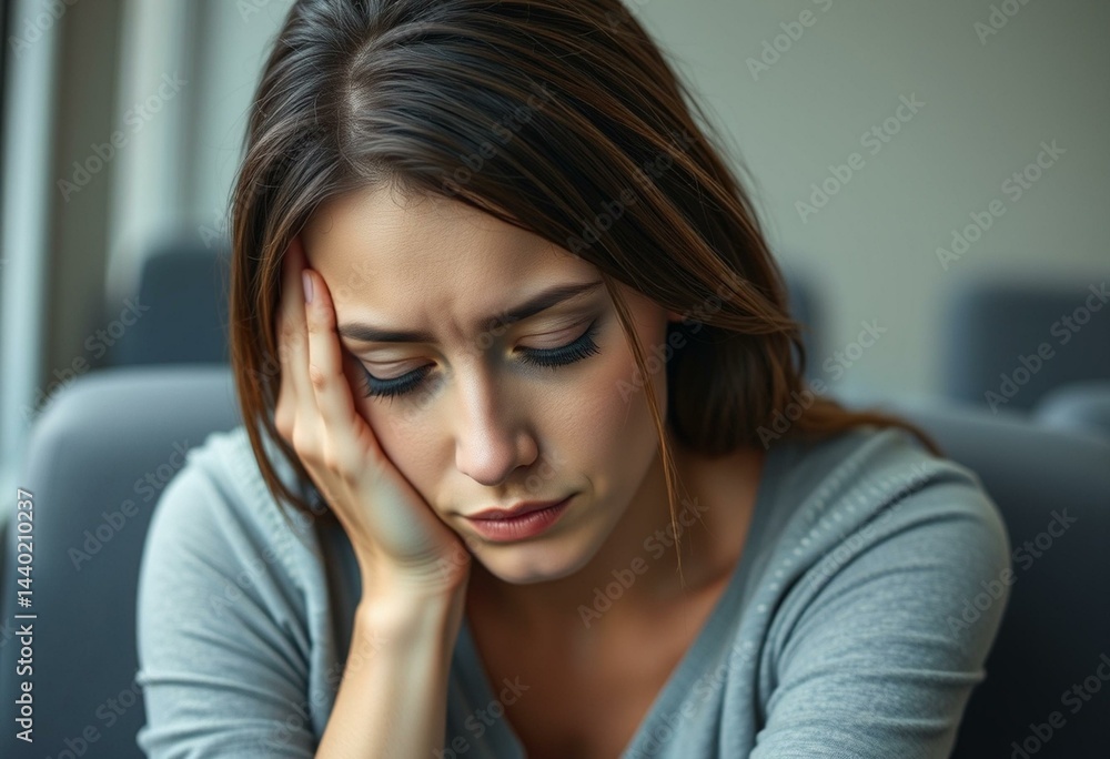 Tired female with circles under her eyes Tired female with circles under her eyes