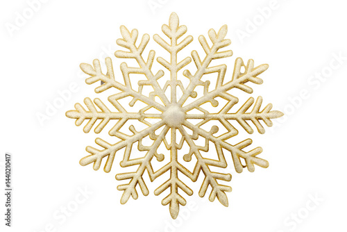 Decorative golden snowflake against a featureless backdrop isolated on transparent background
