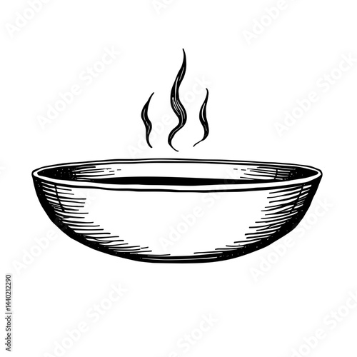 Hand drawn steaming bowl icon representing hot dishes soups and cozy culinary applications