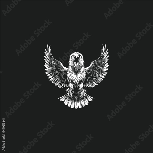 Angry mighty eagle flying design vector template illustration