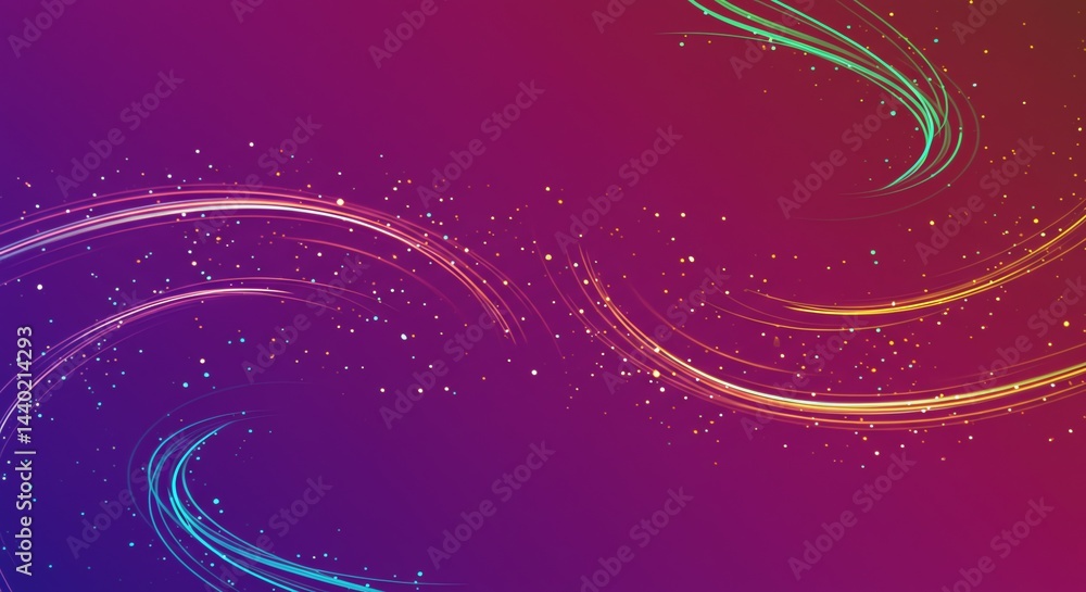 Abstract Swirls with Glowing Particles on Gradient Background Abstract Swirls with Glowing Particles on Gradient Background