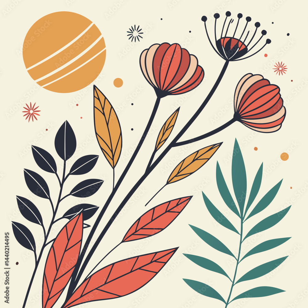 Abstract Botanical Illustration Scandinavian Floral Design Abstract Botanical Illustration Scandinavian Floral Design