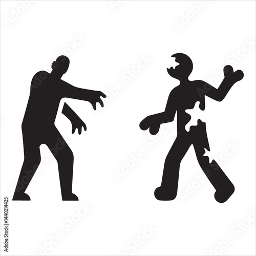 Halloween zombie set silhouette, minimalist vector