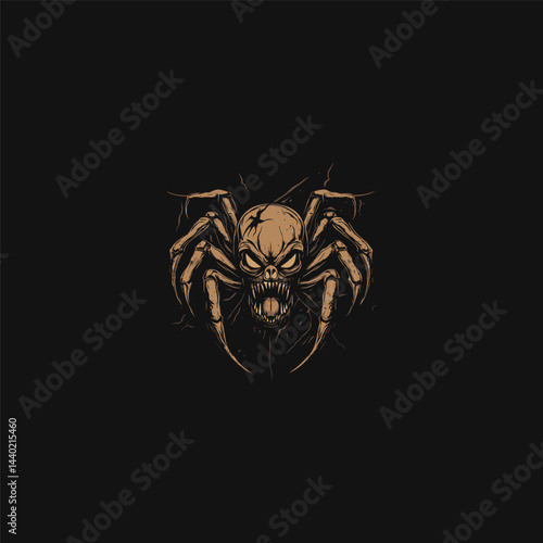 Angry brutal spider creepy and horror design vector template illustration