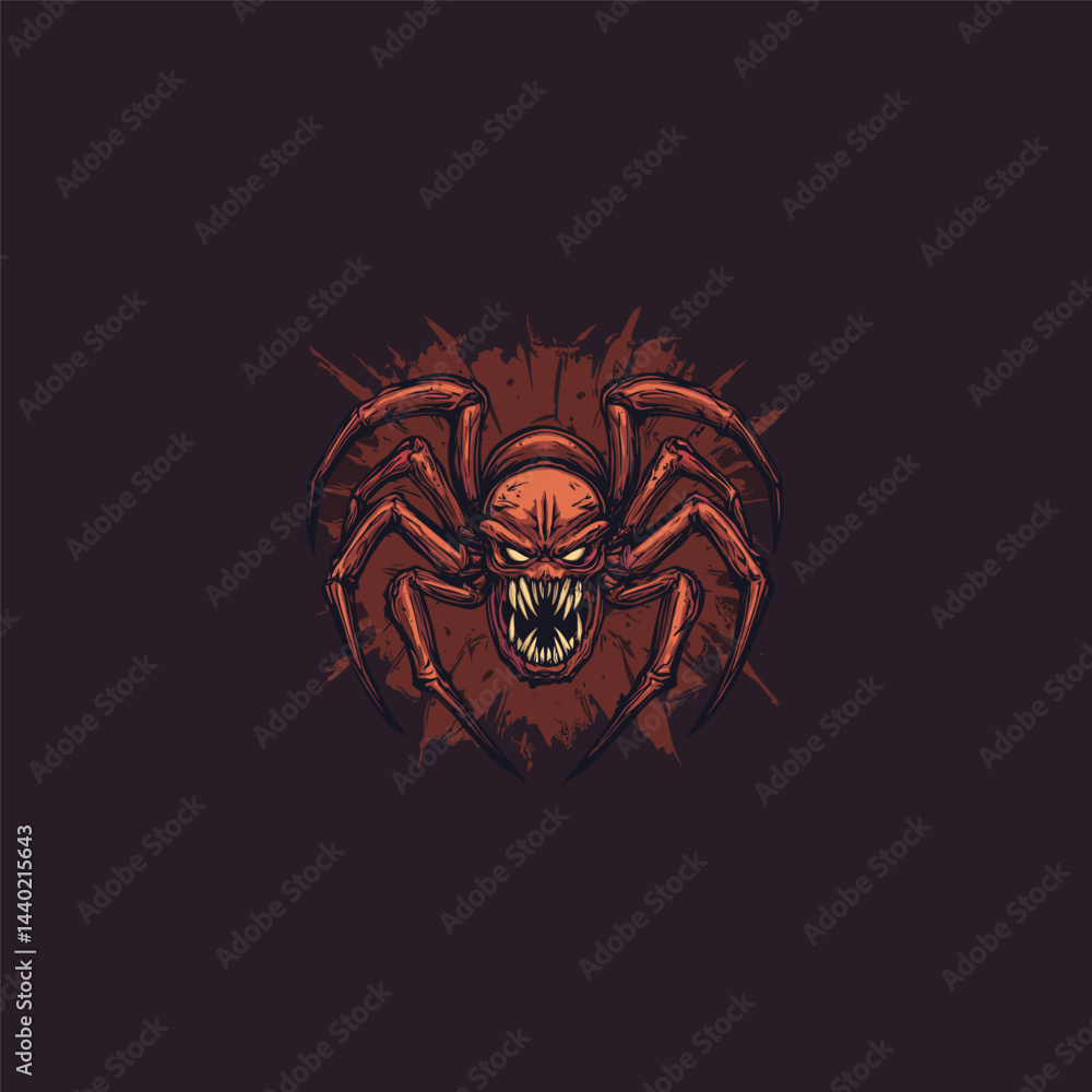 Obraz premium Angry brutal spider creepy and horror design vector template illustration