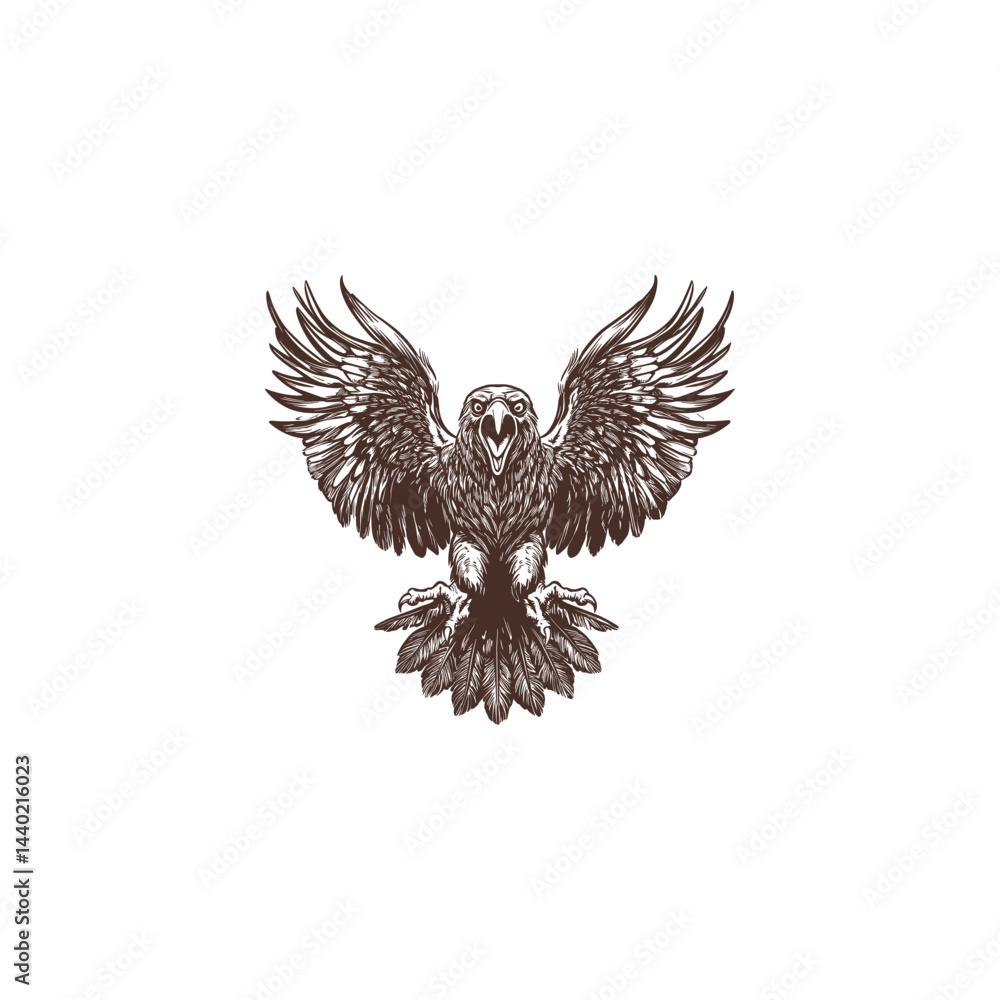 Fototapeta premium Angry mighty eagle flying design vector template illustration